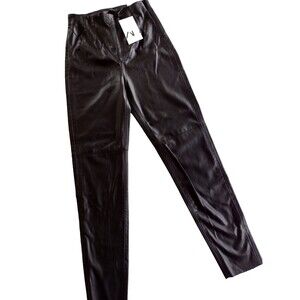 NWT Zara Womens High-Rise Faux Leather Leggings Black Size Small 8372 236